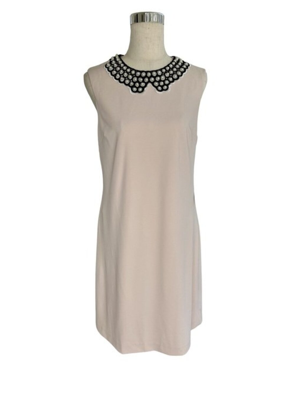 Elegant Betsy Johnson Sleeveless Pink Dress with Beaded Collar —New